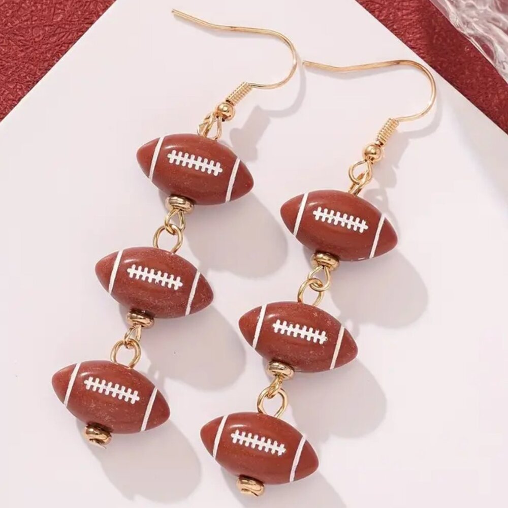 🌺 🌺 🌺Football Long Drop Earrings - Acrylic